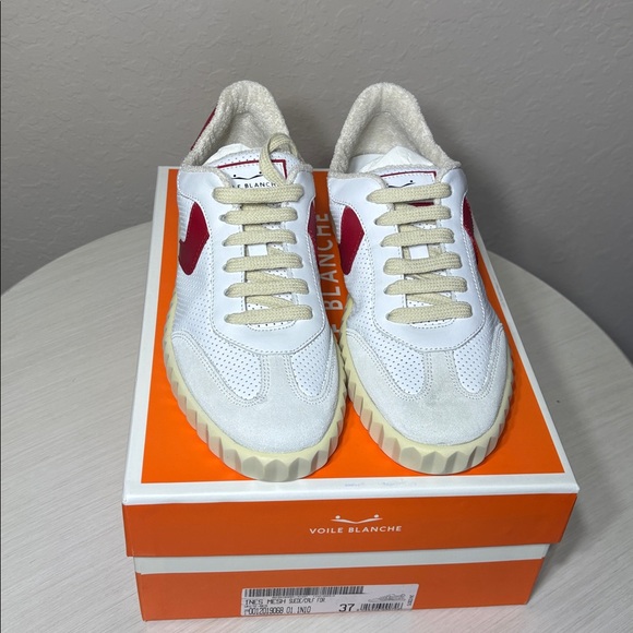 Voile Blanche Ines Mesh & Leather Sneakers - White/Red NIBox Size 37 (7US) - Picture 5 of 12